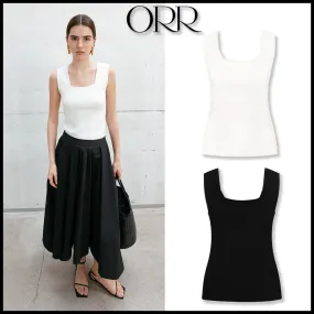 ORR  |Casual Style Blended Fabrics Sleeveless Street Style Plain