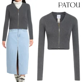 PATOU  |Casual Style Plain Elegant Style Logo Cardigans