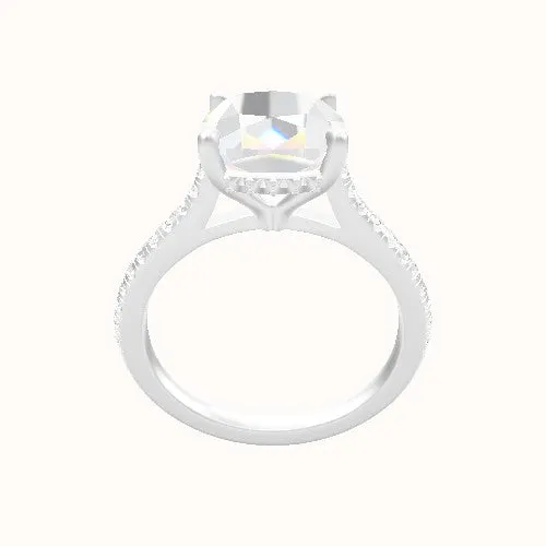 Pave Cathedral Engagement Ring With Front set gallery Head