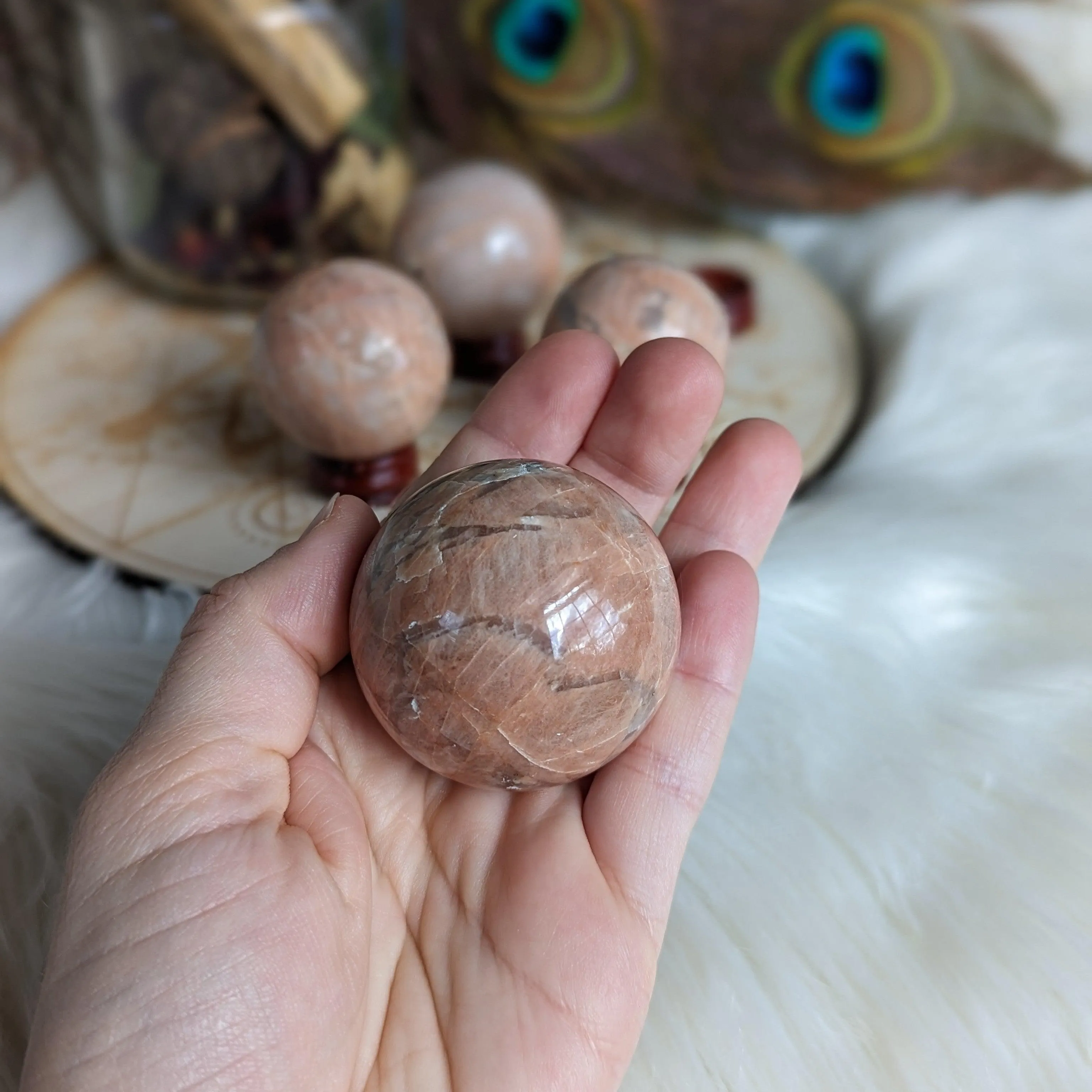 Peach Moonstone Sphere ~ Sacral Chakra Frequency