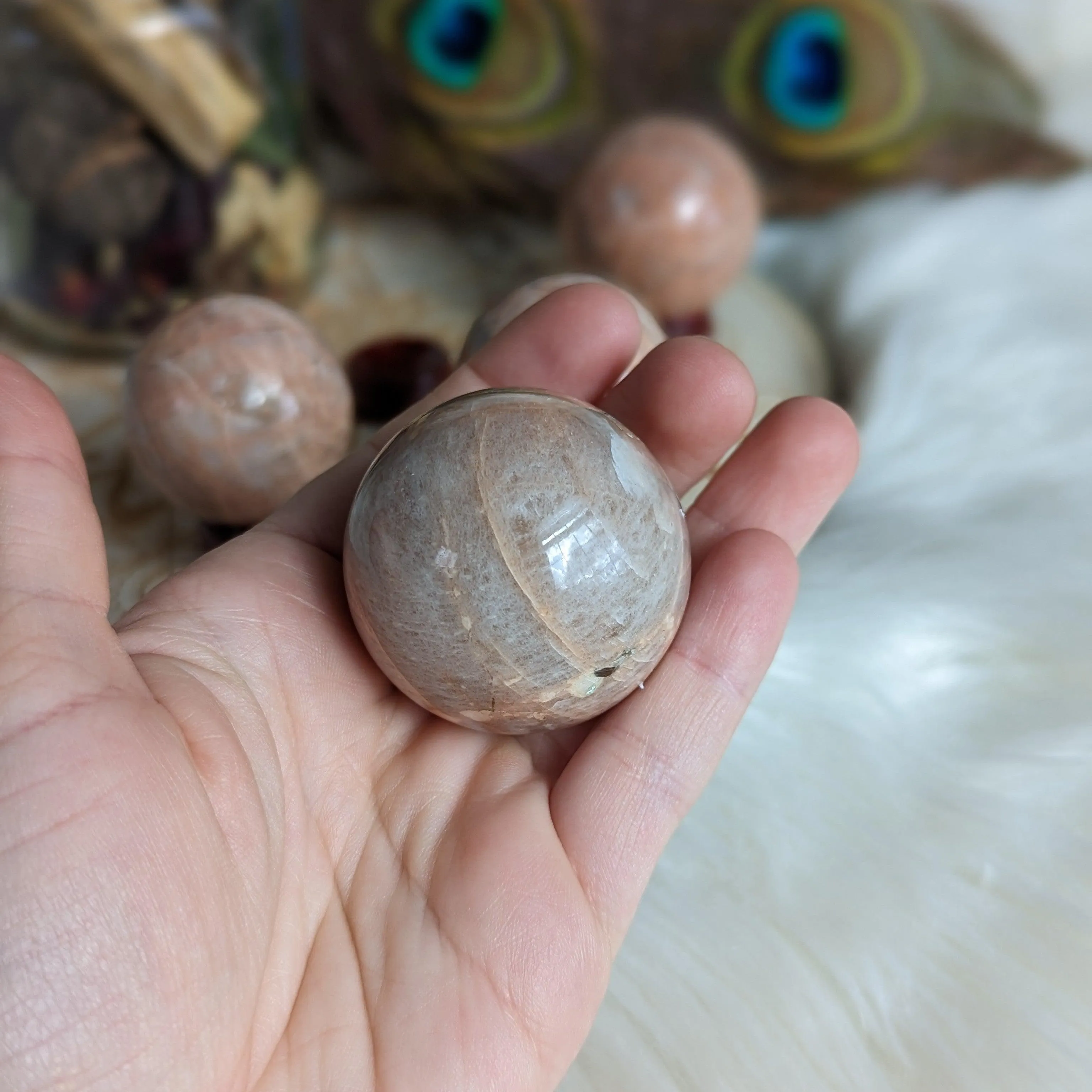 Peach Moonstone Sphere ~ Sacral Chakra Frequency