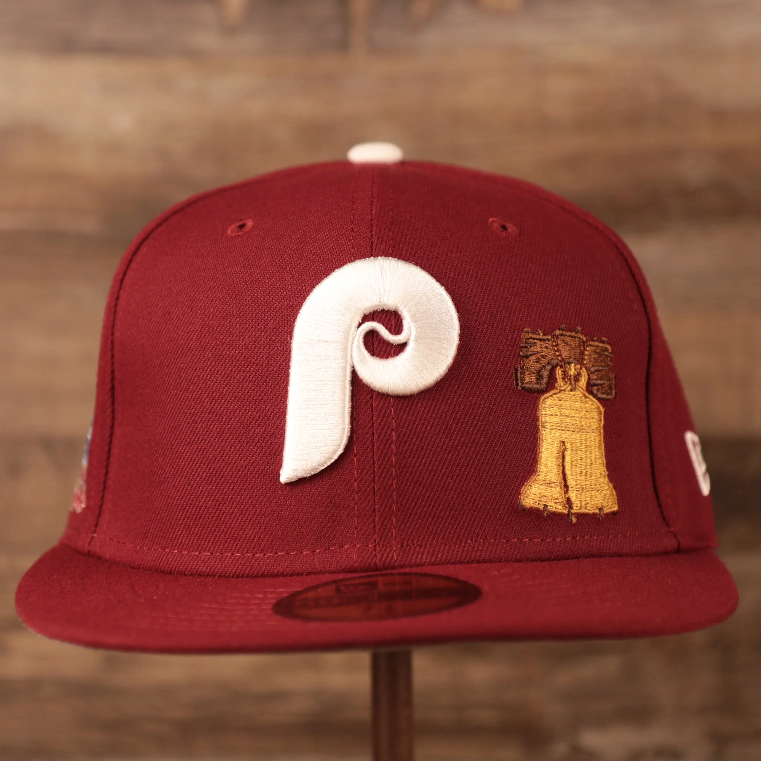 Philadelphia Phillies Retro 1980 World Series All Over Patch Fitted Grey Bottom Cap | Maroon