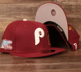 Philadelphia Phillies Retro 1980 World Series All Over Patch Fitted Grey Bottom Cap | Maroon