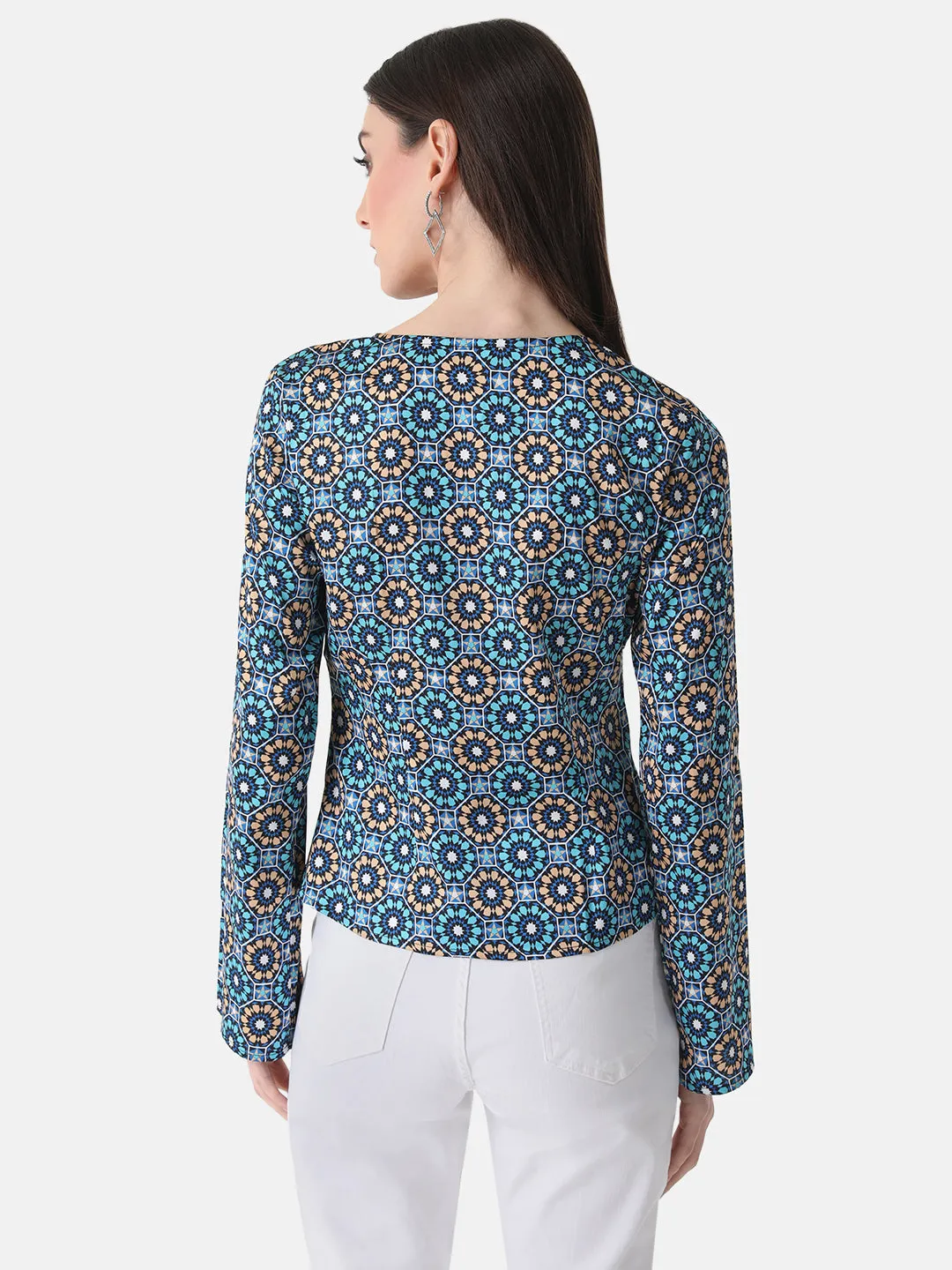 Printed Top With Front Knot