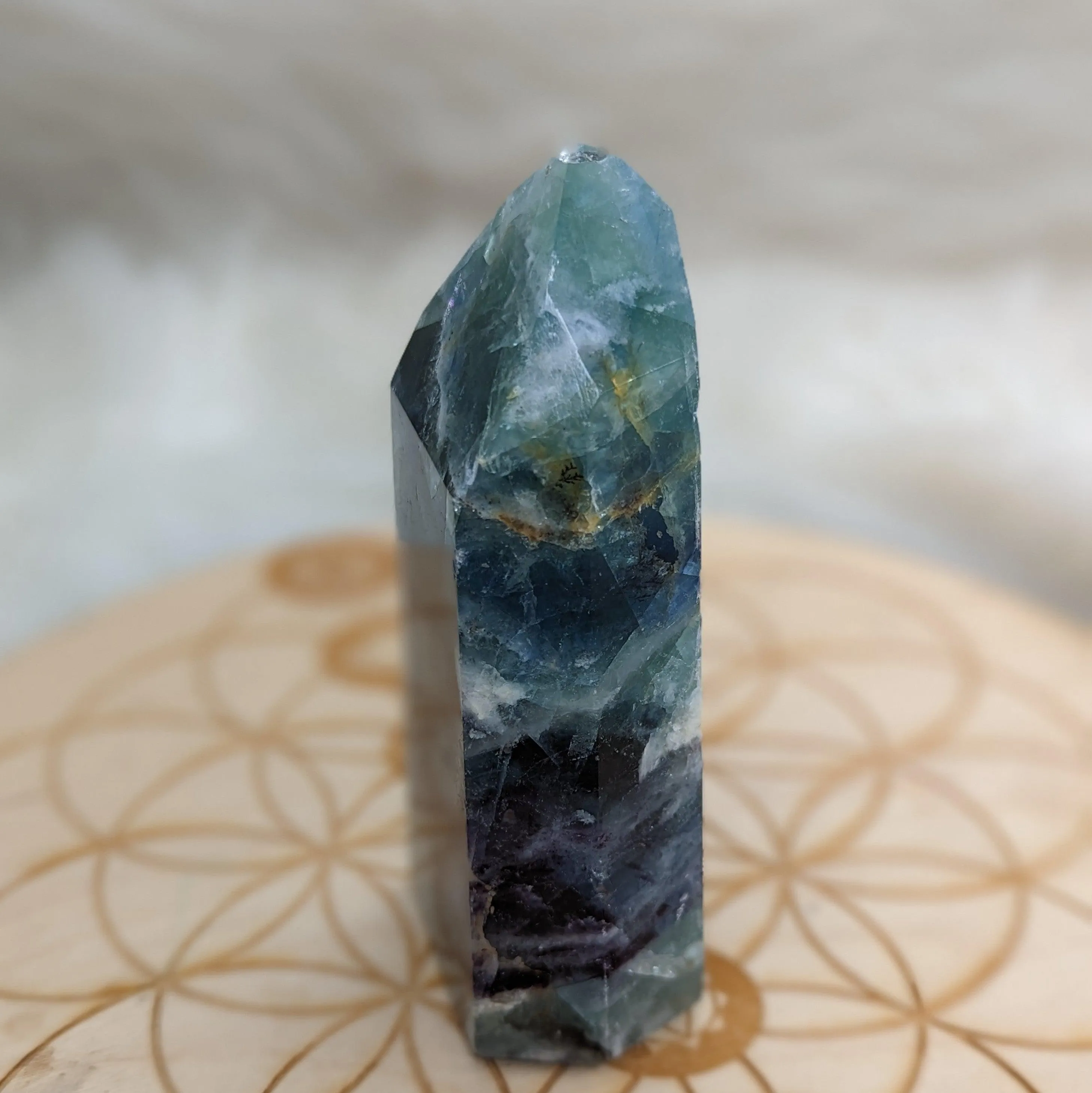 Rainbow Flourite Obelisk Carving ~ Stunning Bright Colors!