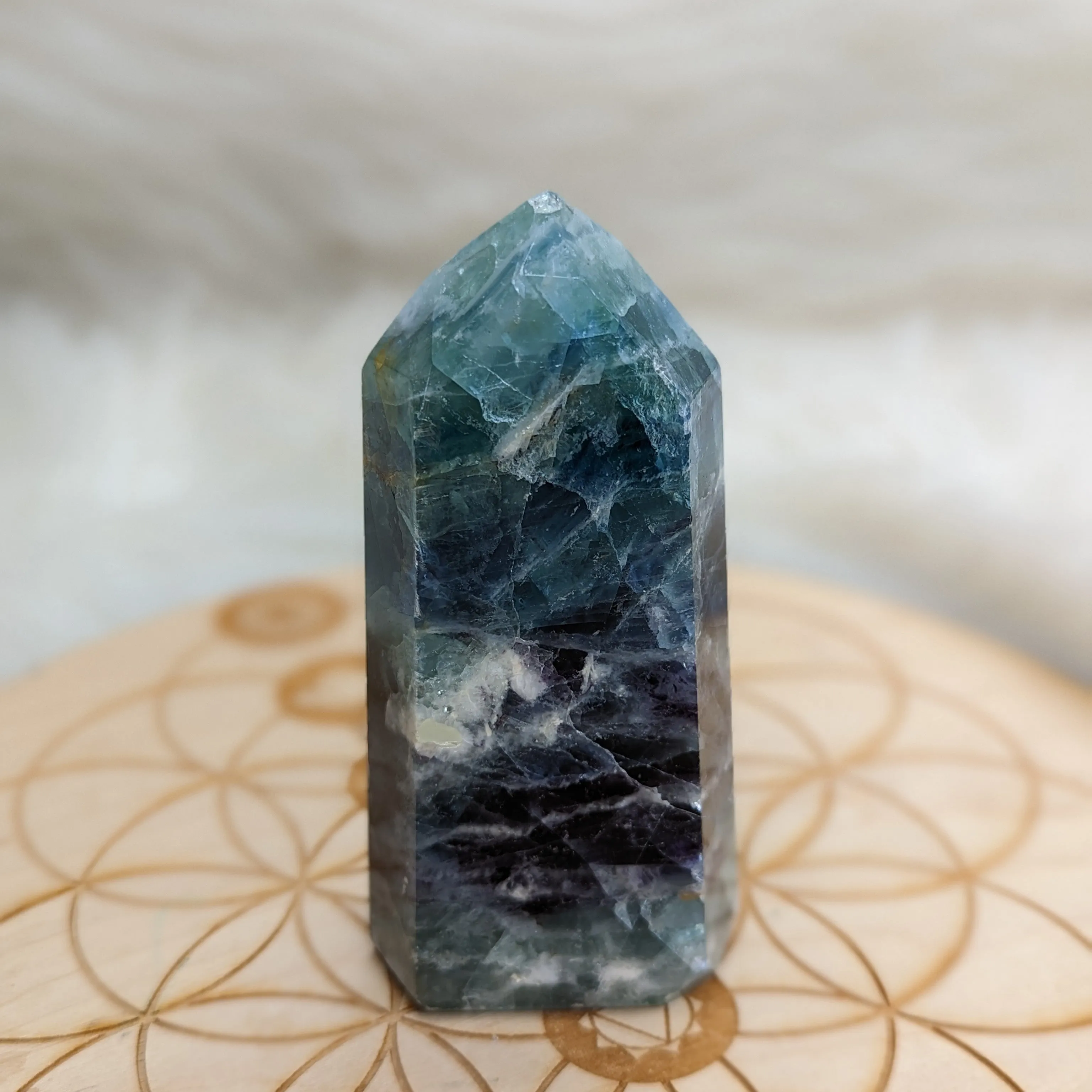 Rainbow Flourite Obelisk Carving ~ Stunning Bright Colors!