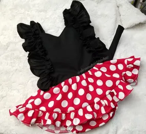 Red Polka dots Pinafore