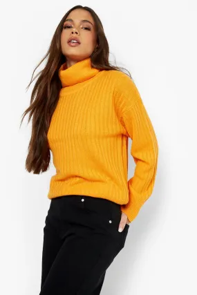 Rib Knit Turtleneck Sweater