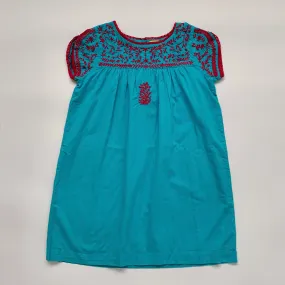 Roller Rabbit Turquoise Cotton Peasant Dress With Embroidery: 8 Years