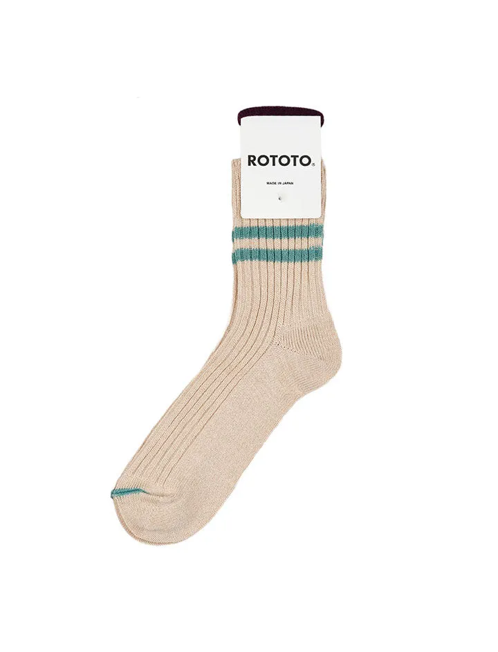 Rototo Two Stripe Light White Sand / Turquoise