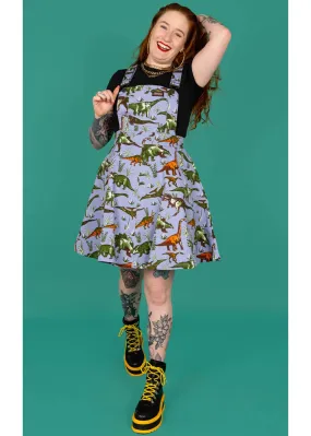 Run & Fly Adventure Dino Pinafore 70's Swing Dress Blue