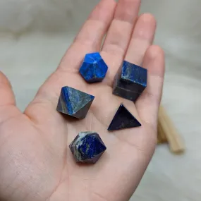 Sacred Geometry (Platonic solids) Blue Lapis Lazuli~  5 Shape Crystal Set