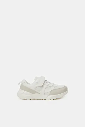 Senior Boys White Material Block Chunky Sneaker