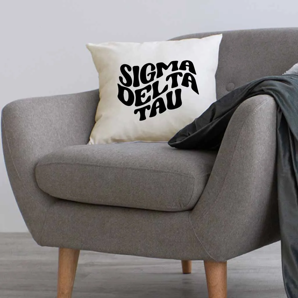 Sigma Delta Tau Greek Mod Design on a Sorority Throw Pillow Cover for Dorm Room or Apartment Decor