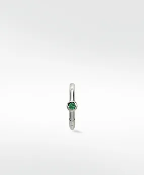 Simple Hoop With Solitaire Stone - Emerald