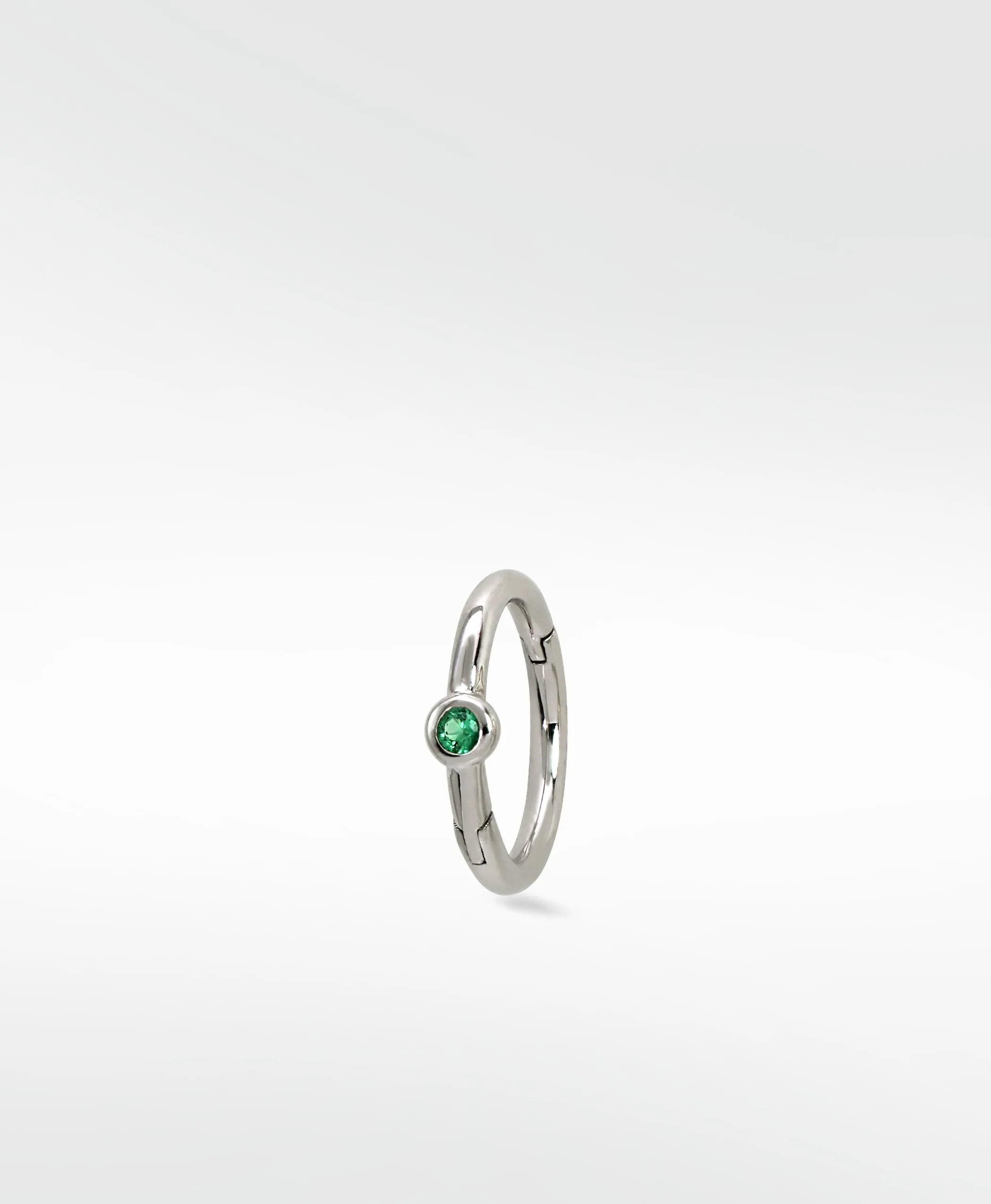 Simple Hoop With Solitaire Stone - Emerald