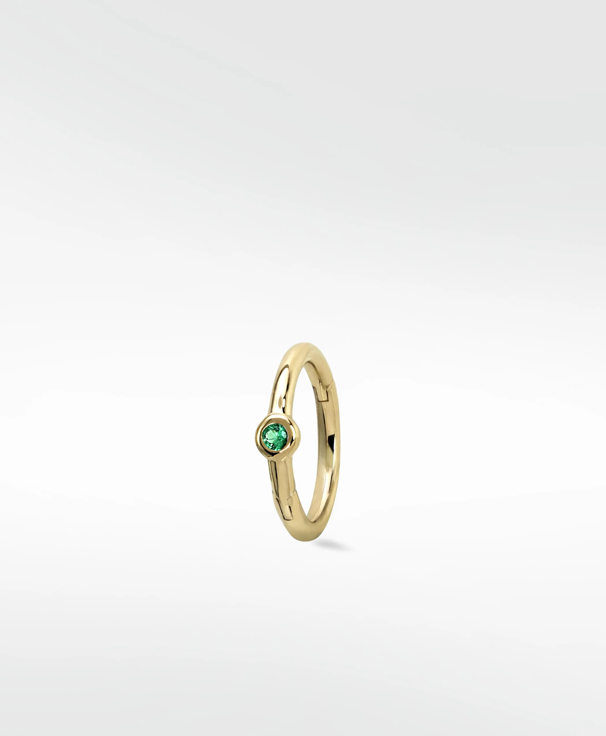 Simple Hoop With Solitaire Stone - Emerald