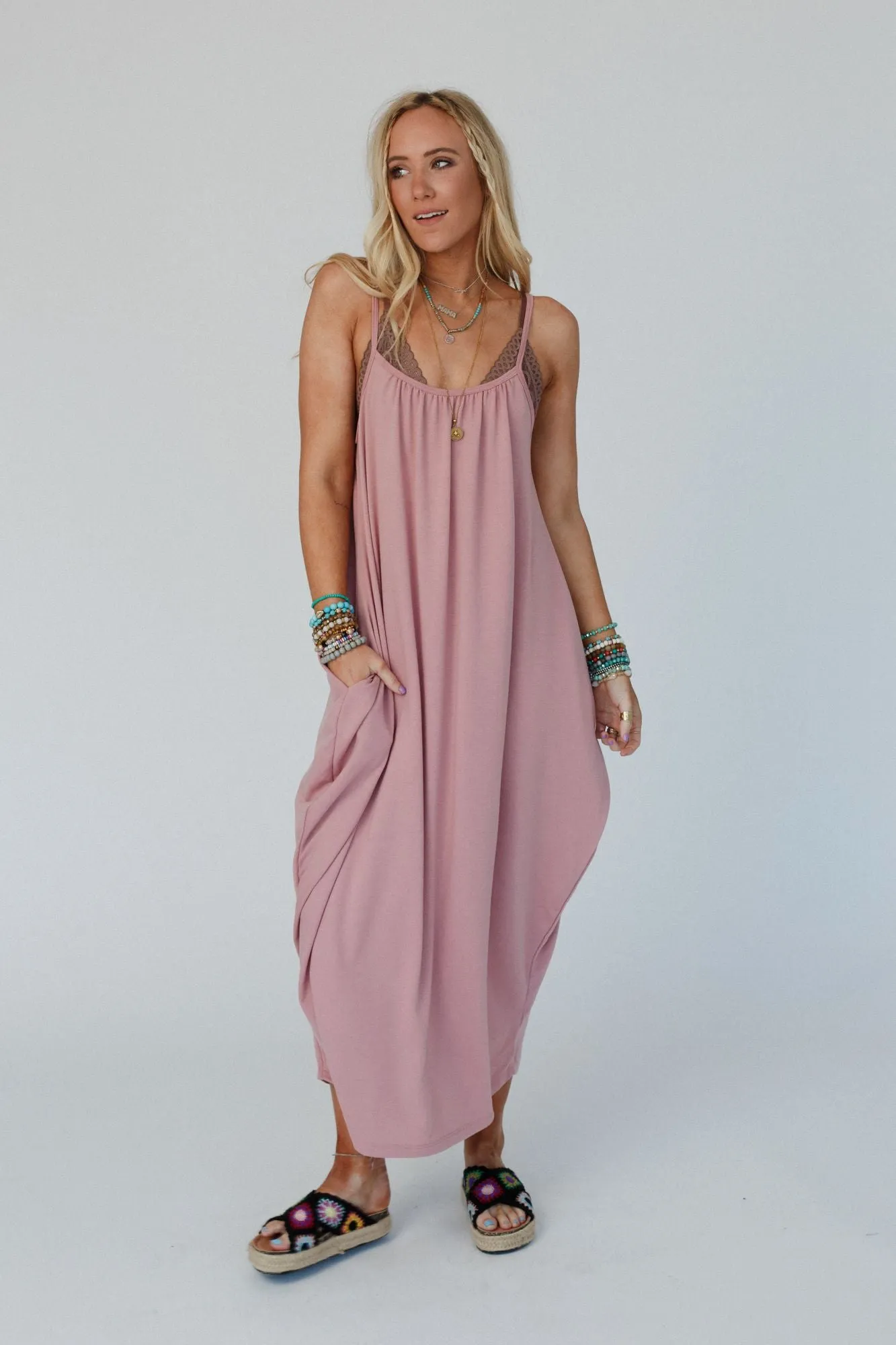 Simple Serene Maxi Dress - Dusty Pink