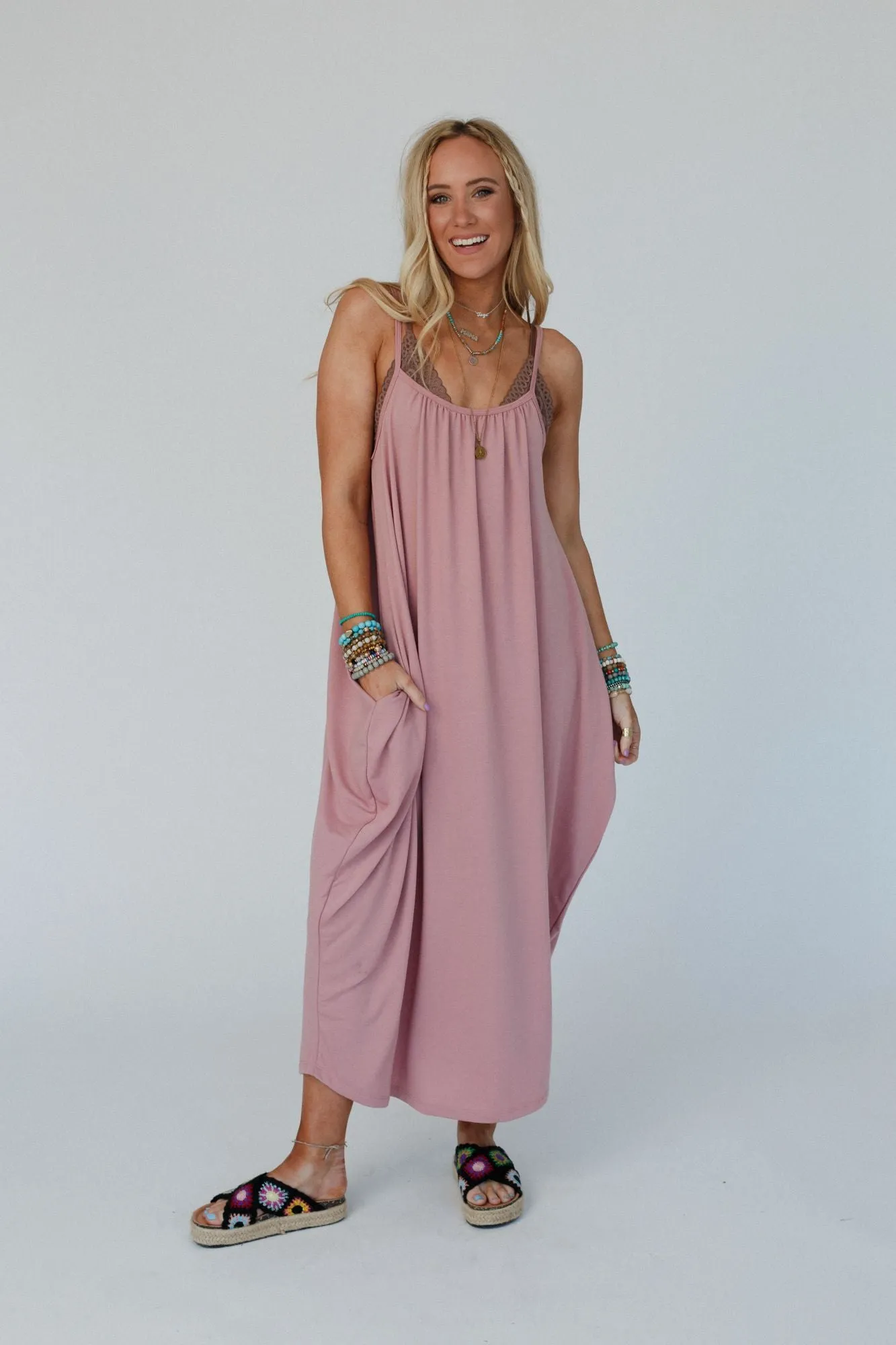 Simple Serene Maxi Dress - Dusty Pink