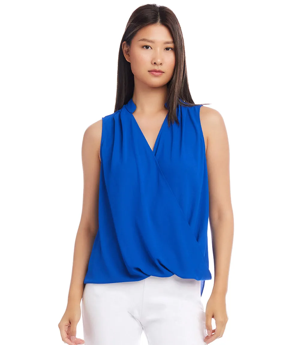 Sleeveless Drape Front Top