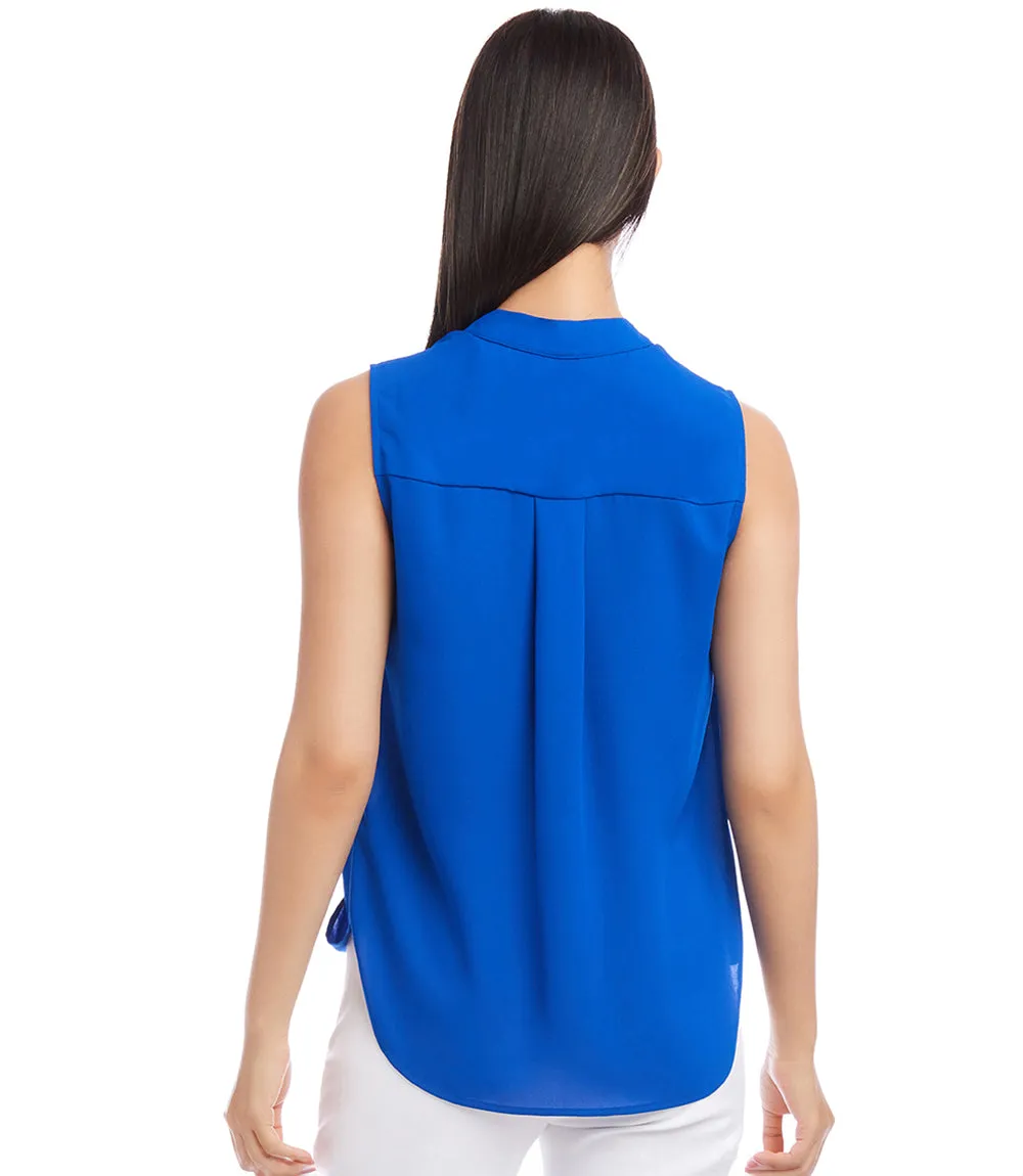 Sleeveless Drape Front Top