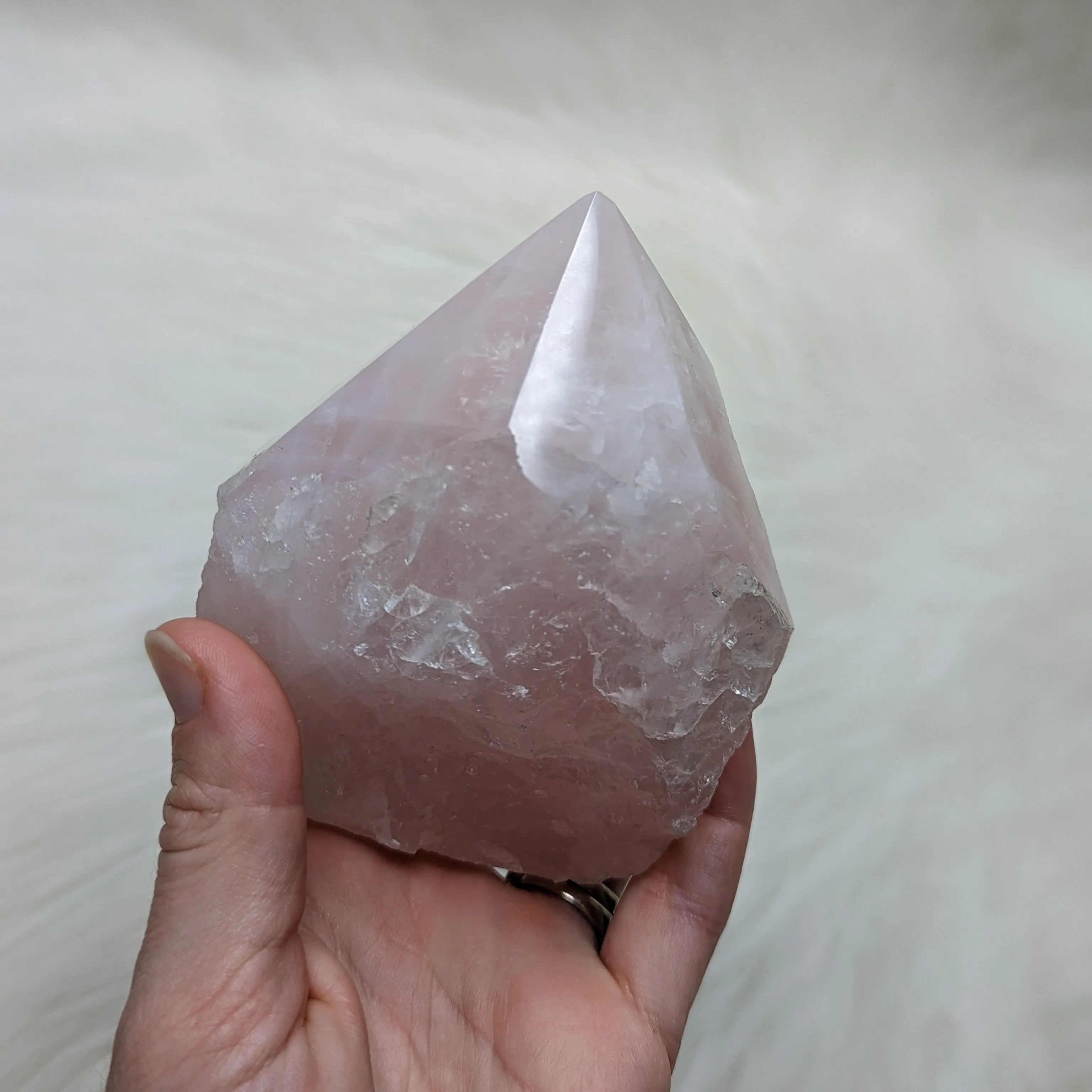 Soft and Loving Rose Quartz Polished Generator Point from Brazil