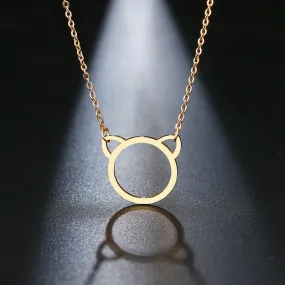 Solid Gold Simple Cat Pendant with High Polished Finishing SP11