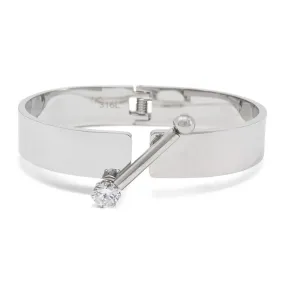 Stainless Steel Hinged Bracelet with Crystal Bar