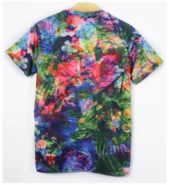 Stretch T-shirt with Multicolor Flower Print and ARMY front - Slim fit