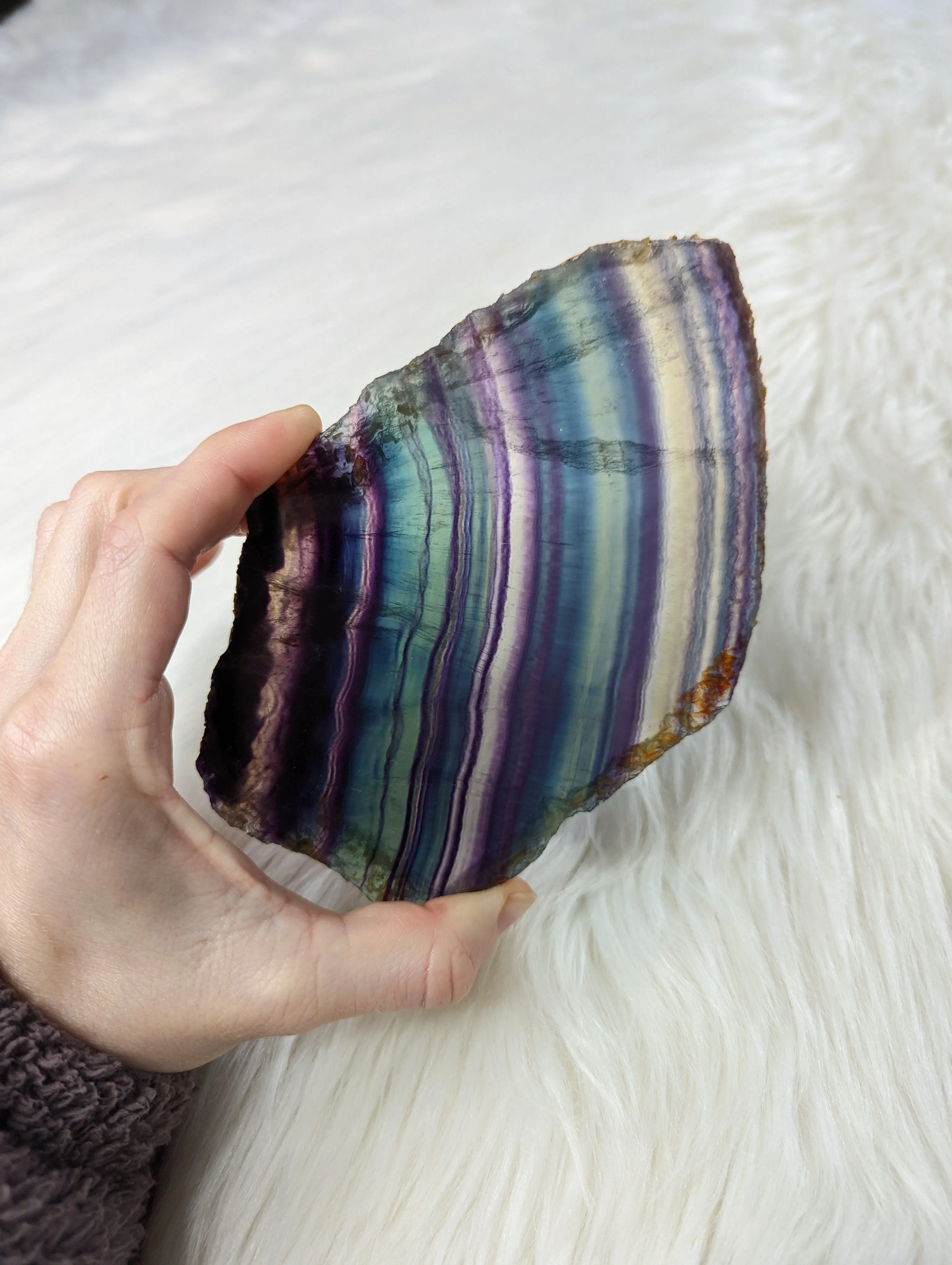 STUNNING Rainbow Flourite Slice #4~ Translucent and Vibrant!