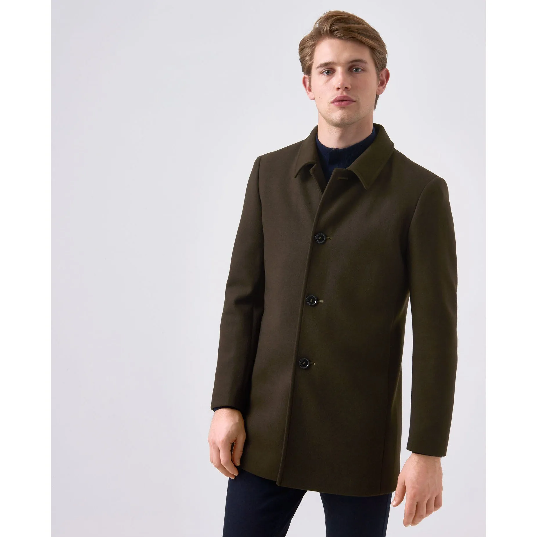 Tailored Wool Coat Olive Green