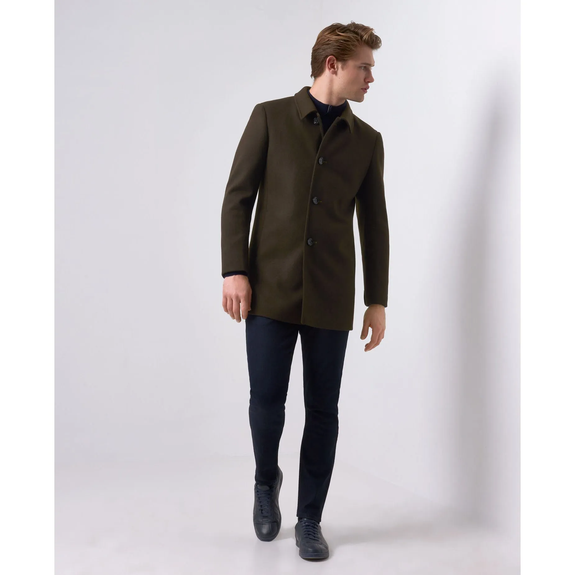 Tailored Wool Coat Olive Green