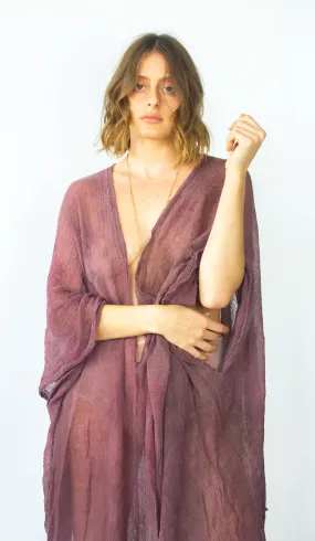 TERRACOTTA COTTON GAUZE CAFTAN DRESS