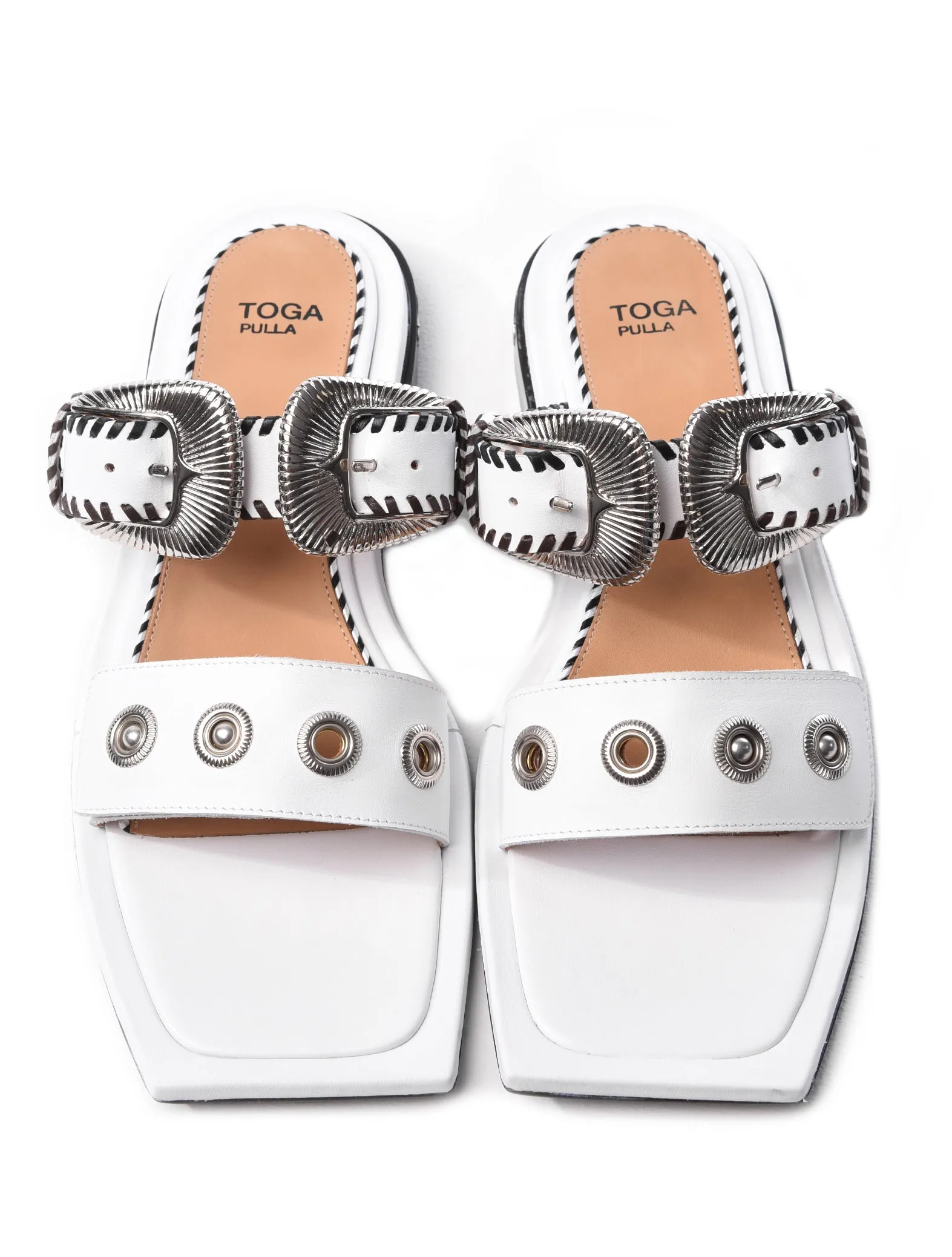 Toga Pulla White Western Embellished Sandals