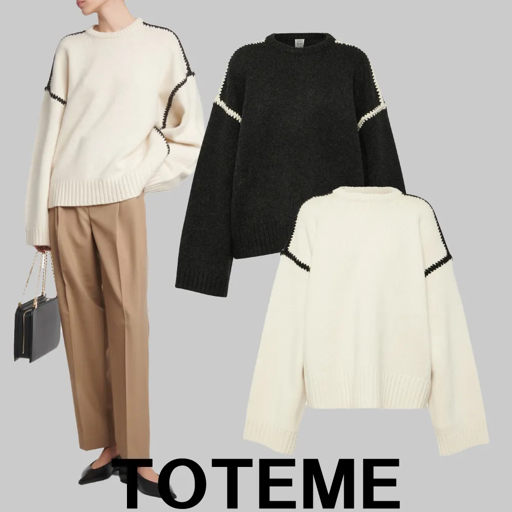 TOTEME  |Casual Style Wool Plain Elegant Style V-neck & Crew neck