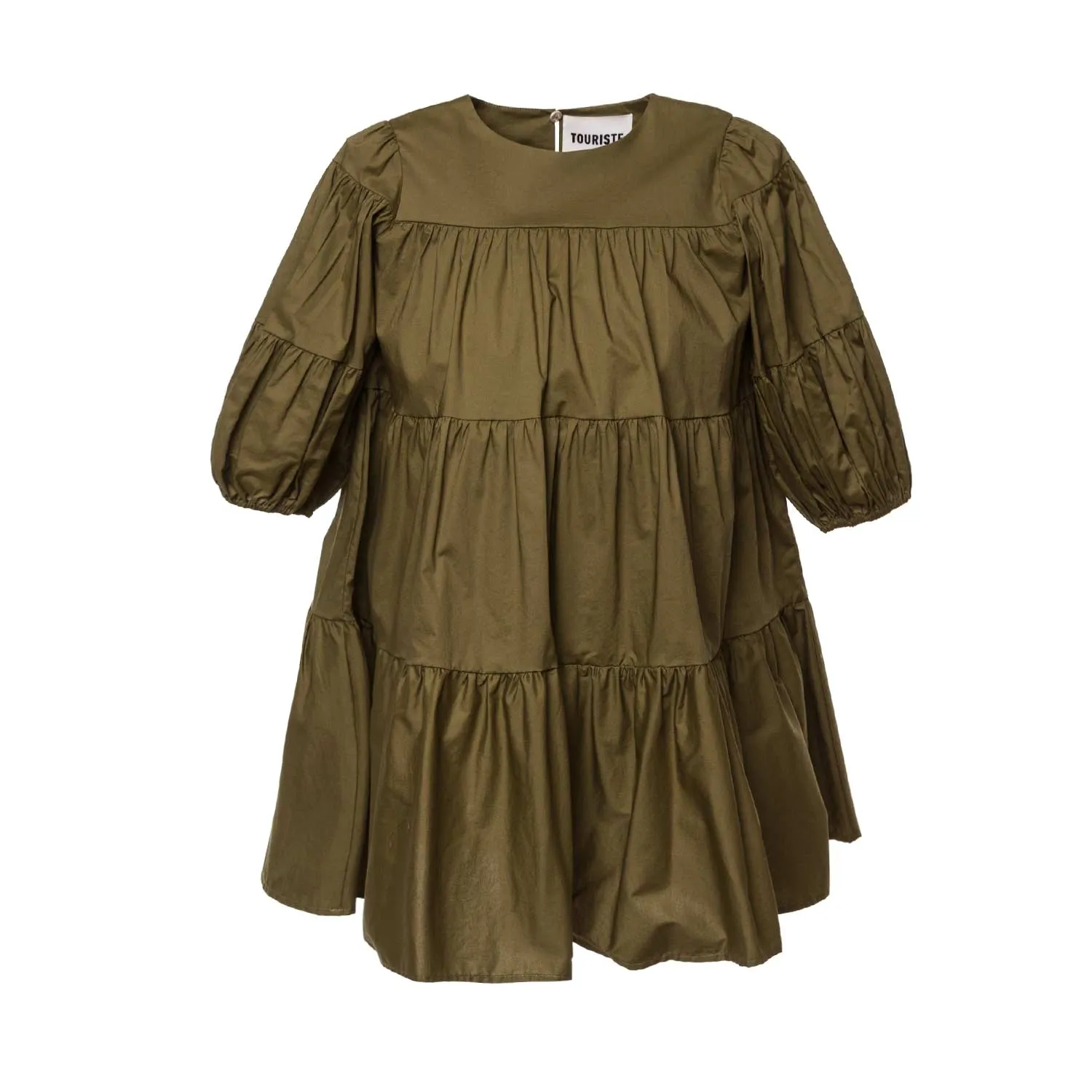 Touriste Green Cotton Dress For Girls