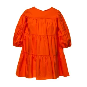 Touriste Orange Cotton Dress For Girl