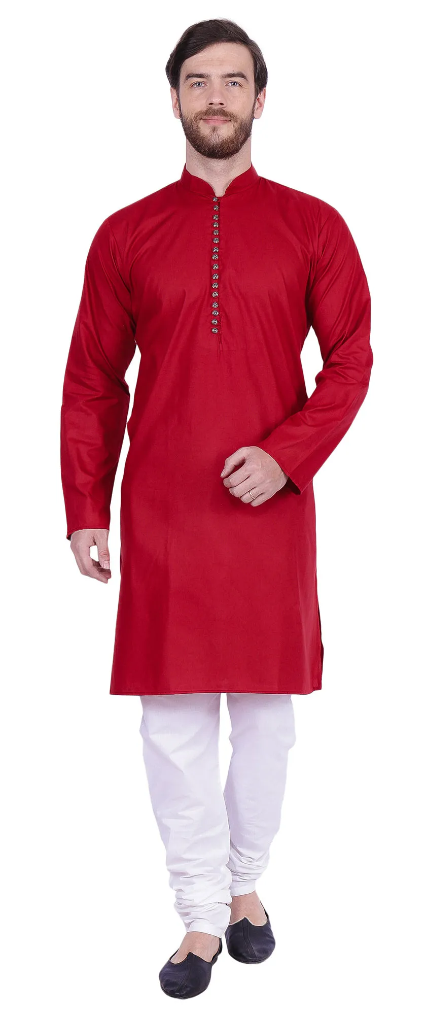 Traditional Men's Party Dress Kurta Pajama India Clothes (Maroon)