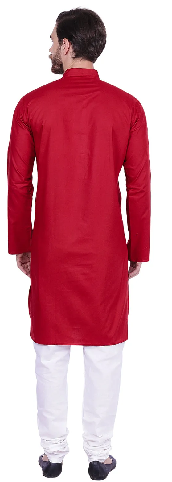 Traditional Men's Party Dress Kurta Pajama India Clothes (Maroon)