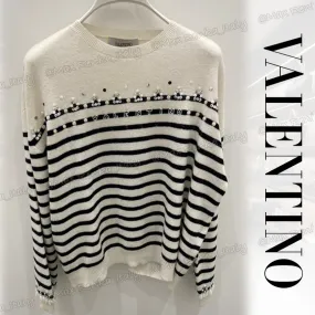 VALENTINO  |Casual Style Wool Long Sleeves Elegant Style Logo Outlet