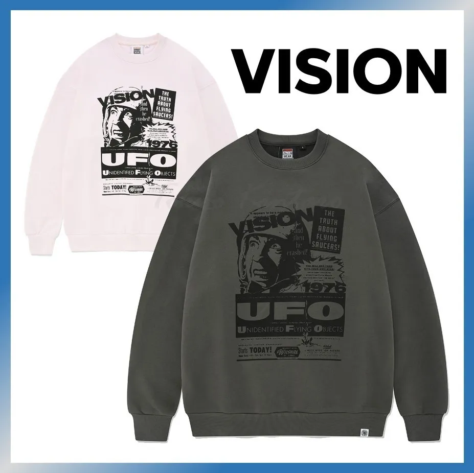 Vision Street Wear  |Unisex Street Style Long Sleeves Logo Sweatshirts