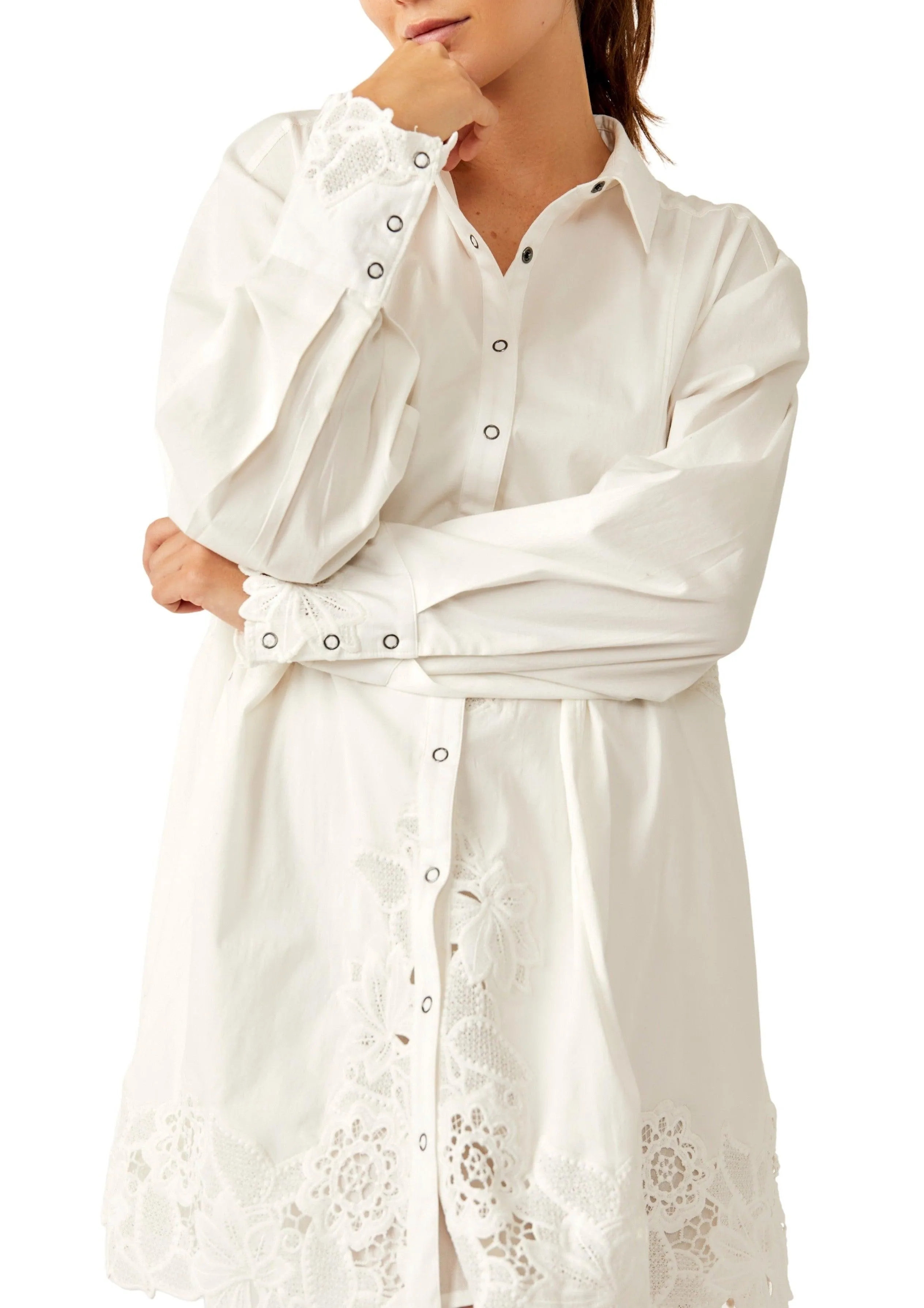 White Cotton Mini Shirt Dress Constance