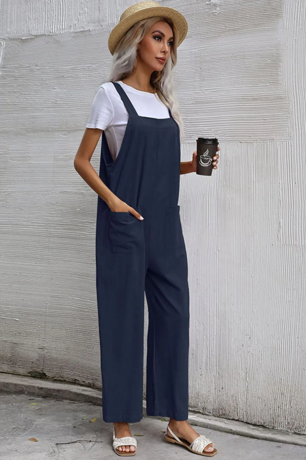 Wide Leg Overalls with Front Pockets