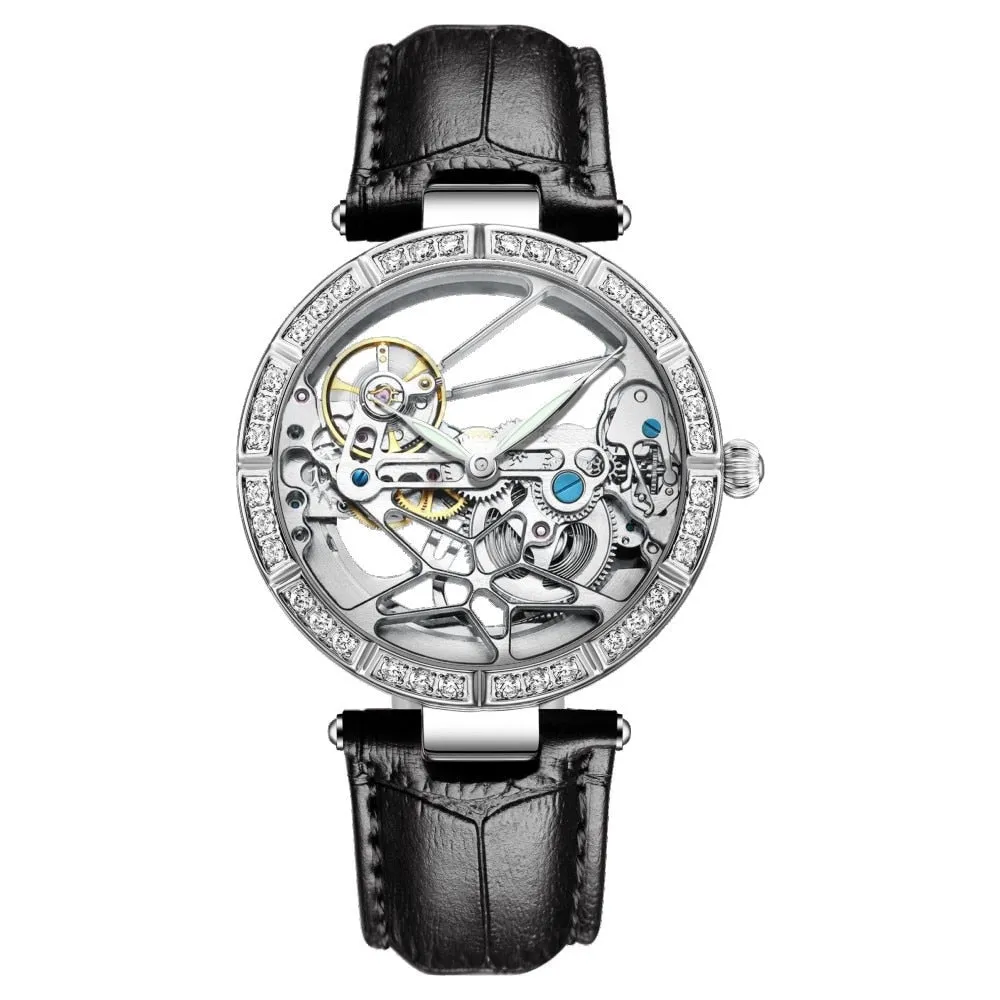 Women's Casual Water Resistant Automatic Mechanical Skeleton Watch