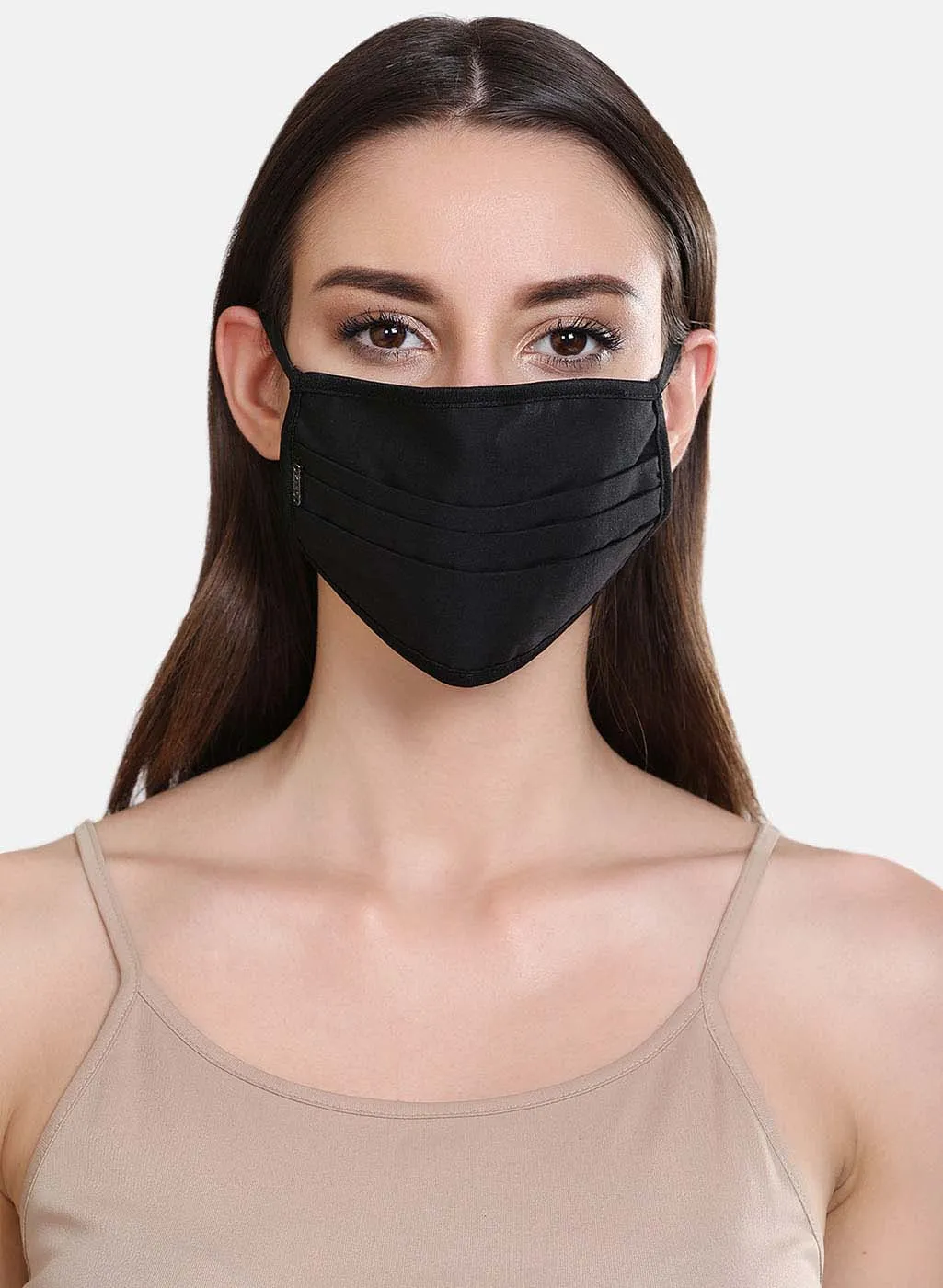 Woven 2 Layer Face Mask With Front Pleats