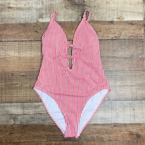 Xhilaration Red/White Striped with Front Bows and Keyholes Padded One Piece NWT- Size L