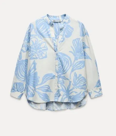 ZARA  |Flower Patterns Casual Style Long Sleeves Cotton