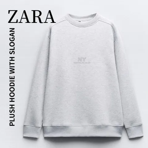 ZARA  |PLUSH SWEATSHIRT WITH TEXT