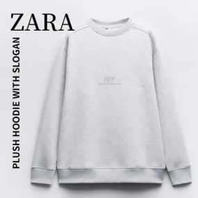 ZARA  |PLUSH SWEATSHIRT WITH TEXT