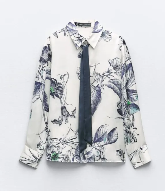 ZARA  |PRINTED SHIRT WITH TIE